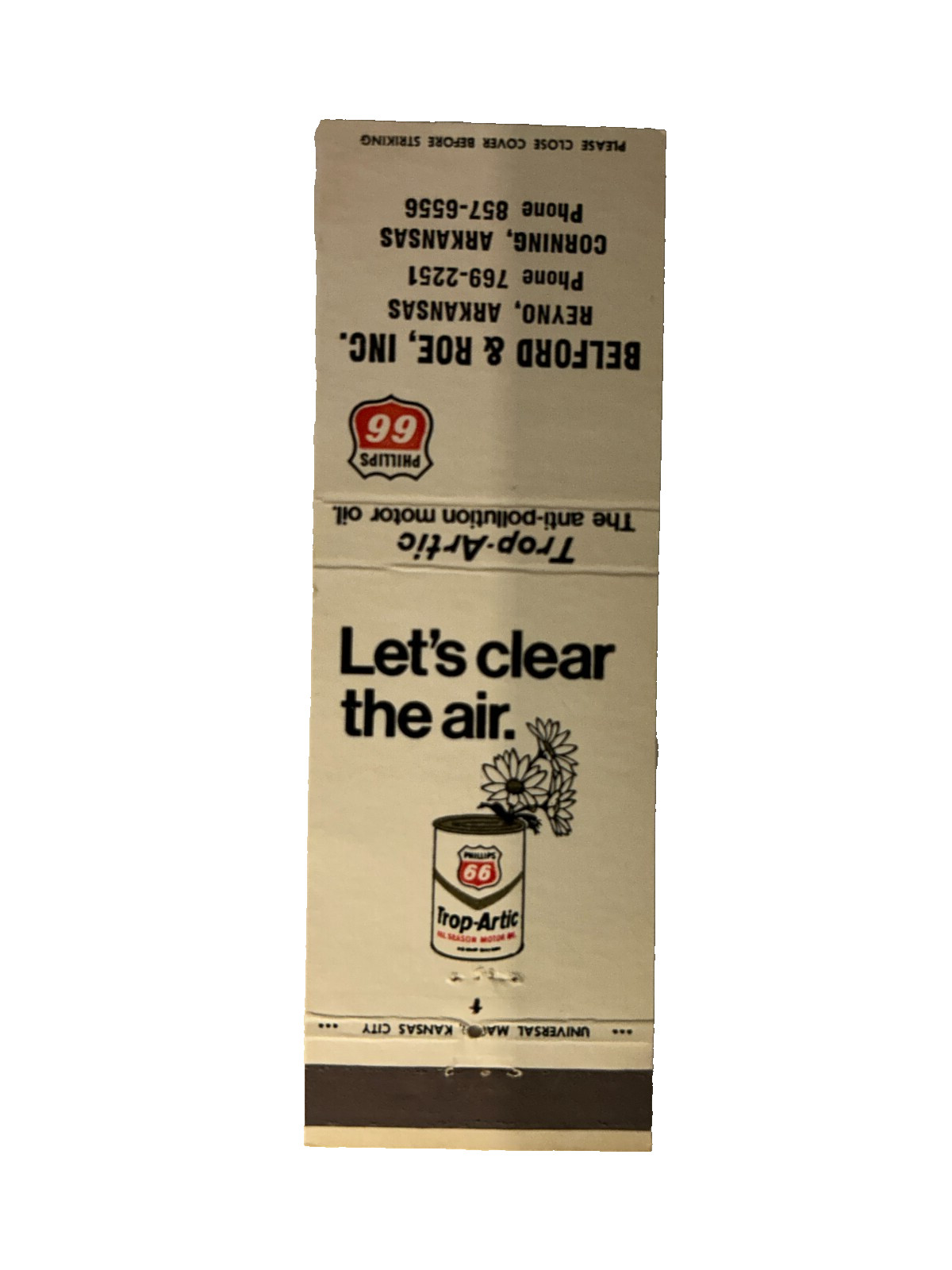 BELFORD & ROE INC.  Matchbook Matchcover - REYNO, CORNING, ARKANSAS