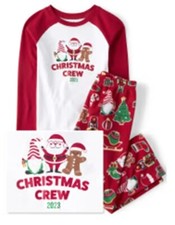 The Children  s Place Unisex Kids Cotton/Fleece Pajamas XL 14 Ruby/Red White Xmas