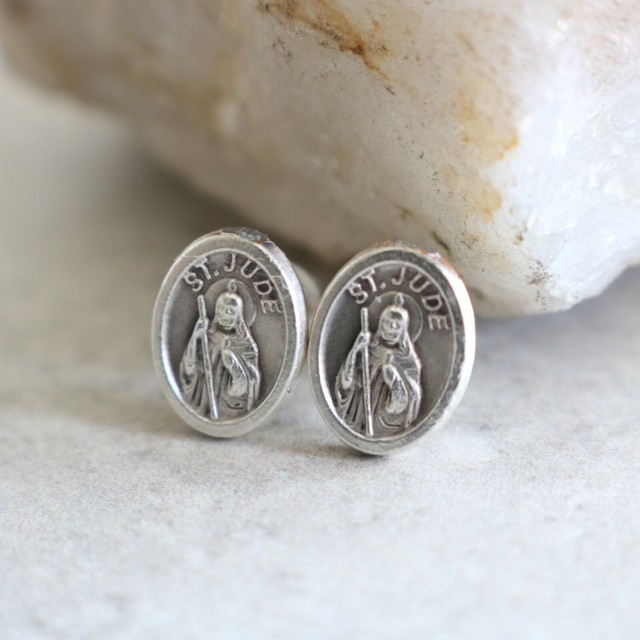 Women Stud Earrings 1/2" St Jude Stainless Steel Catholic Saint eBay