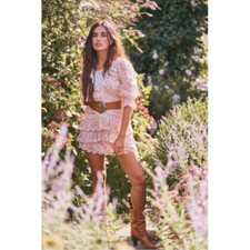 LoveShackFancy Pink Marquise Floral Boho Mini Dress sz 4