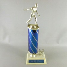 HORSESHOE TROPHY AWARD 14.75" TALL  Plastic Base  Blue swirl