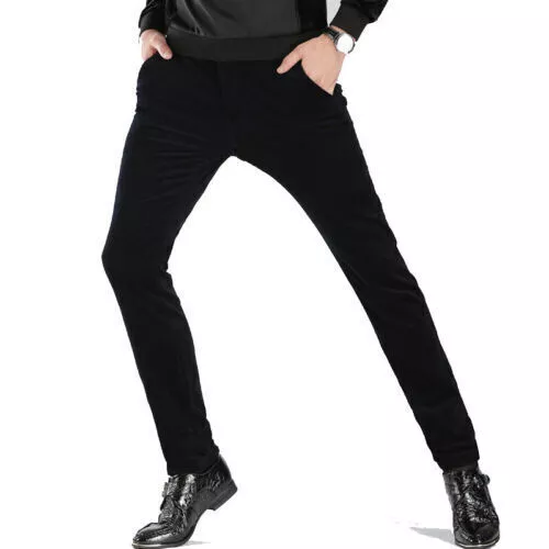 Men's Pants Corduroy Pants Trousers Slim Fit Casual Stretch Classic Black Brown@ - Picture 21 of 26