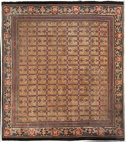 10x10 Rare Antique Peking Ninghshia Art Deco Rug Chinese Beige 285x305cm C.1860 - Picture 6 of 12