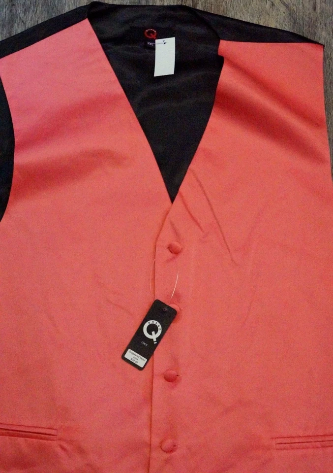 Brand Q Vest Mens Size 2XL Pink Solid Black Dress Tux Tuxedo Suit Formal NWT New - Image 2 of 4