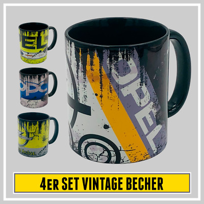 4er Set Opel Vintage Retro Becher / Tasse / Manta OPC / Ascona Oldtimer / Tuning