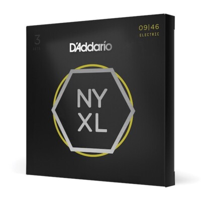 Three sets of D'Addario NYXL0946 Electric Guitar Strings;  (3-Pack) gauges 9-46