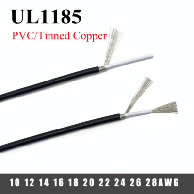 Black Grey PVC Single Core Shielded Wire Signal Audio Cable Soft 10AWG - 28AWG