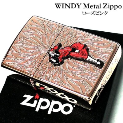 Zippo Windy Metal Girl Rose Pink Red Regular Case Oil Lighter