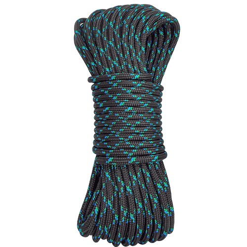 8mm Accessory Cord Rope Double Braid Pre Cut CE/UIAA (Black, 50ft 8mm) - Picture 1 of 7