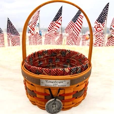 Longaberger 1997 Inaugural Basket Tie-On Charm Cloth Patriotic Liner Protector