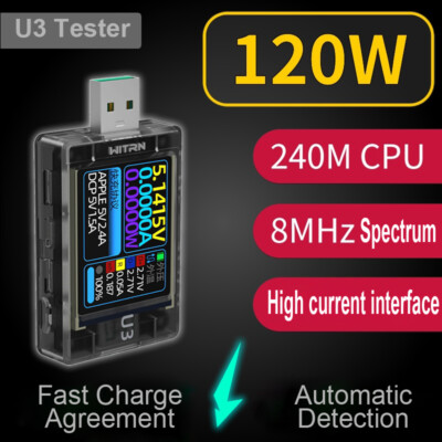 U3/L USB Tester Voltage Current Meter QC5 PD3.1PPS Quick Charging Protocol