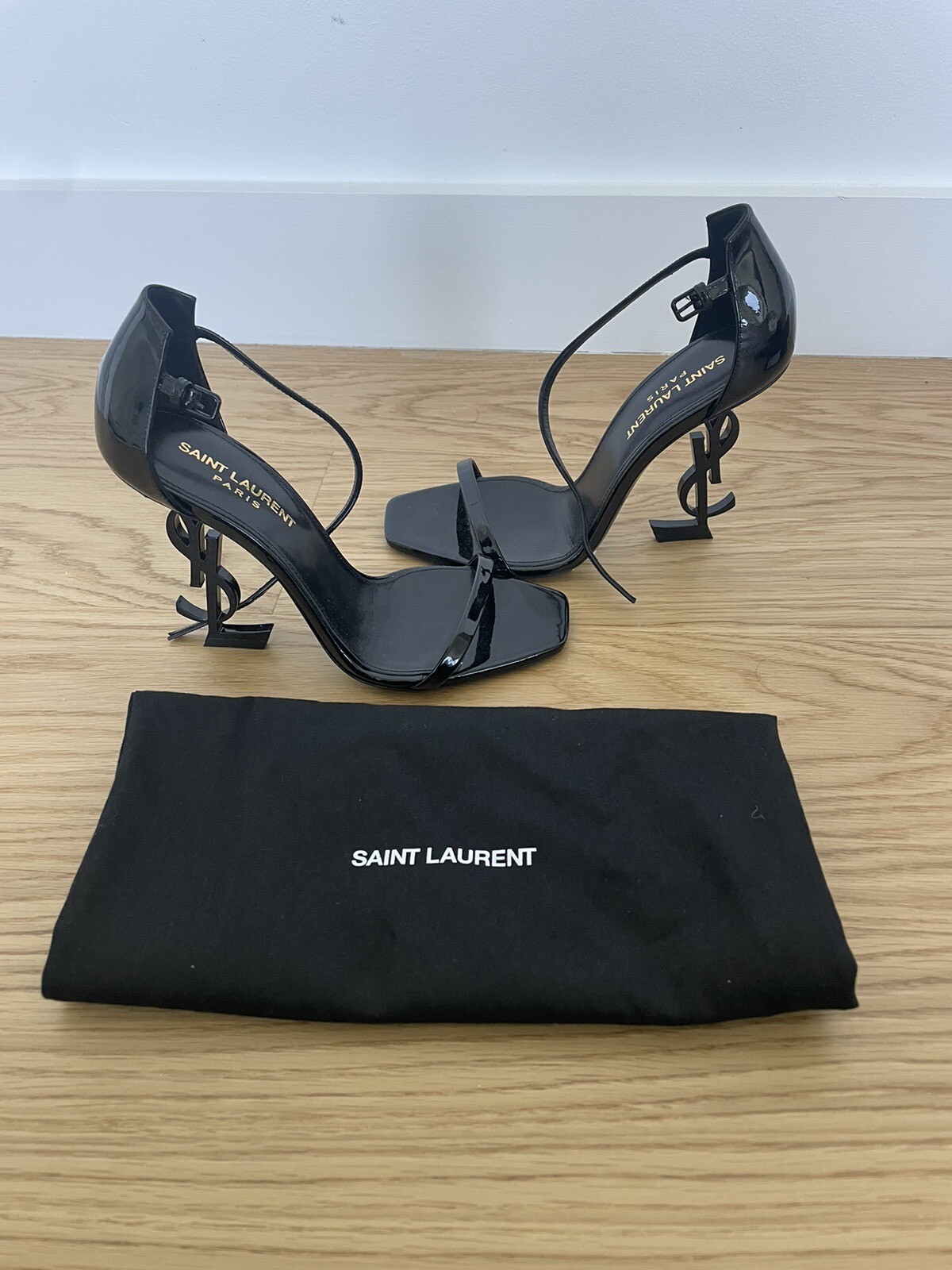 NUOVI sandali décolleté Saint Laurent neri opyum scarpe cinturino alla caviglia taglia 36 $1350