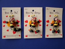 3 DIFF RARE Vintage RUSS Bee My Pal - Bee My Honey - Bee Mine Pin VALENTINE LOVE