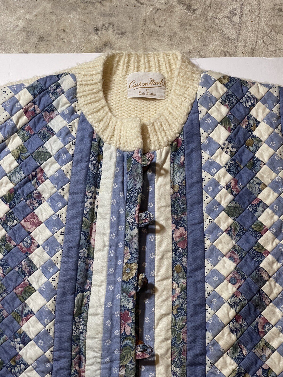 Handmade Quilt Front Patchwork Sweater Jacket - image 2
