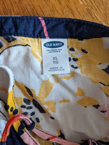 Old Navy Tunika-Top mit Blumenmuster ~ Damen XL ~ blau rot gelb Biesen vorne - Bild 8 von 9