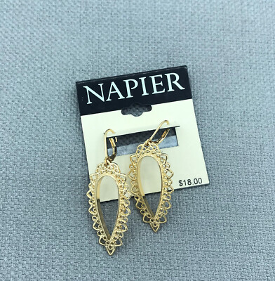 Napier Gold Tone Dangle Earrings NEW