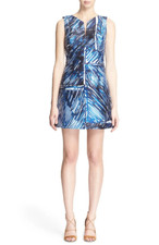 NWT Milly Sleeveless Scribble Print A-Line Shift Dress, Size 4 - Blue 550