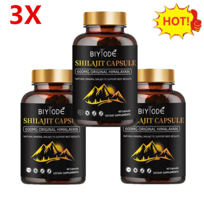 3X Shilajit | 100% pure Extract | 60 caps 600mg ORIGINAL HIMALAYAN ~~DE