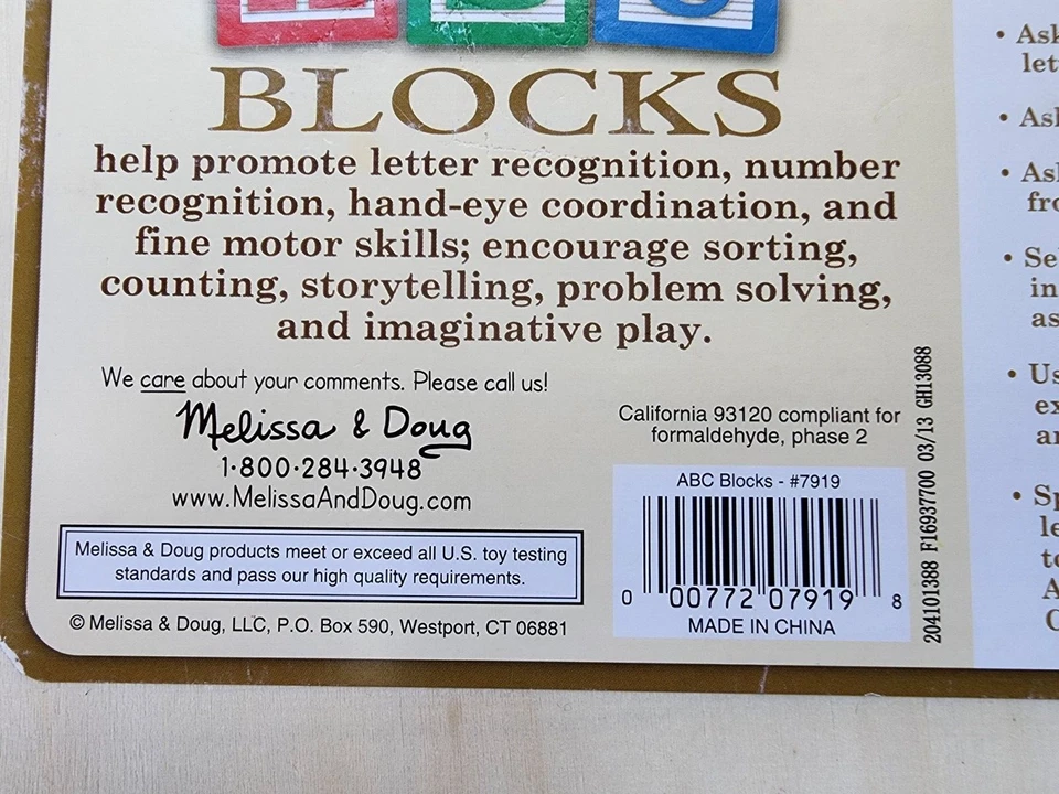 Melissa & Doug alphabet wood blocks numbers animals objects foods in wood case - Image 4 of 4