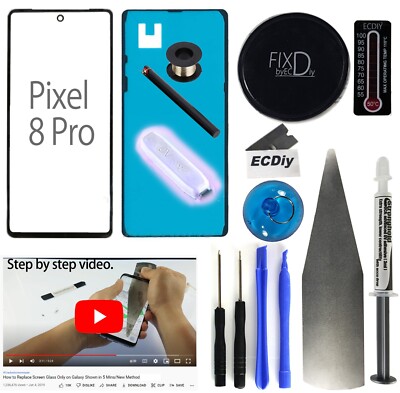 Front Glass Lens Screen Replacement Kit for Google Pixel 8 Pro