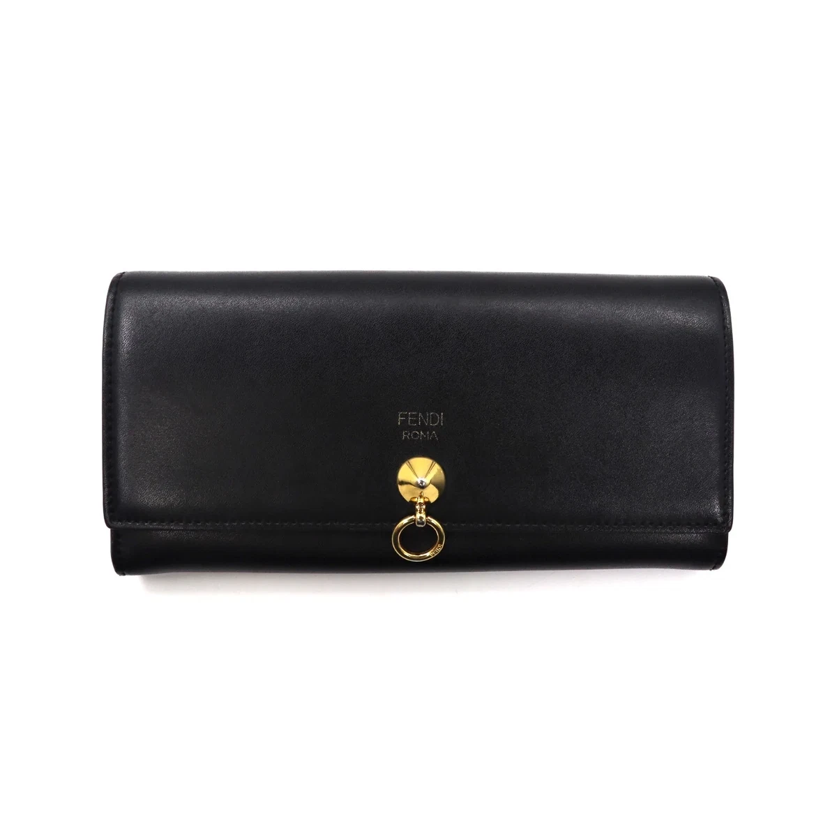 FENDI Long Wallet Black Leather Bizzhaway 8M0251 SME F0KUR Made in