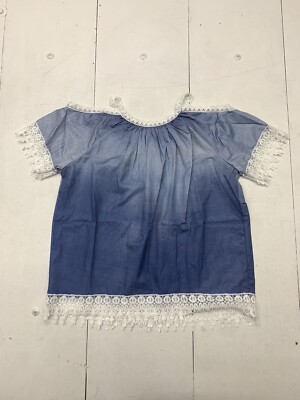 Haut Dentelle Bleu Et Blanc Femme - Taille XL - Neuf Sans étiquettes - Style Pull-over
