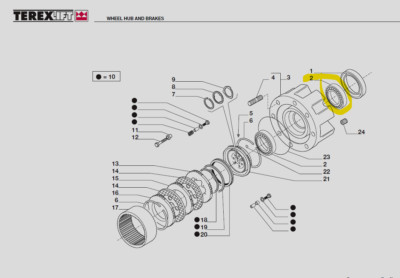 TEREX TX 51-19MD 07.0711.0135 WHEEL HUB BEARING CARRARO 045181