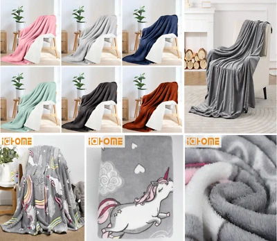 Sherpa Fleece Throw Blanket Soft Couch Bed Blanket Home Warm Cosy Sofa Blanket