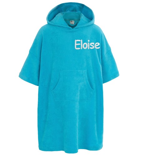 Personalised Kids Hooded Poncho Towelling Changing Robe 100% Cotton Bath Towel - Picture 4 of 7