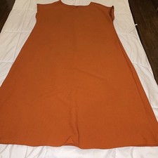 SHEIN Women’s Rust Solid Knit A-Line Midi Dress 2XL Sleeveless Round Neck