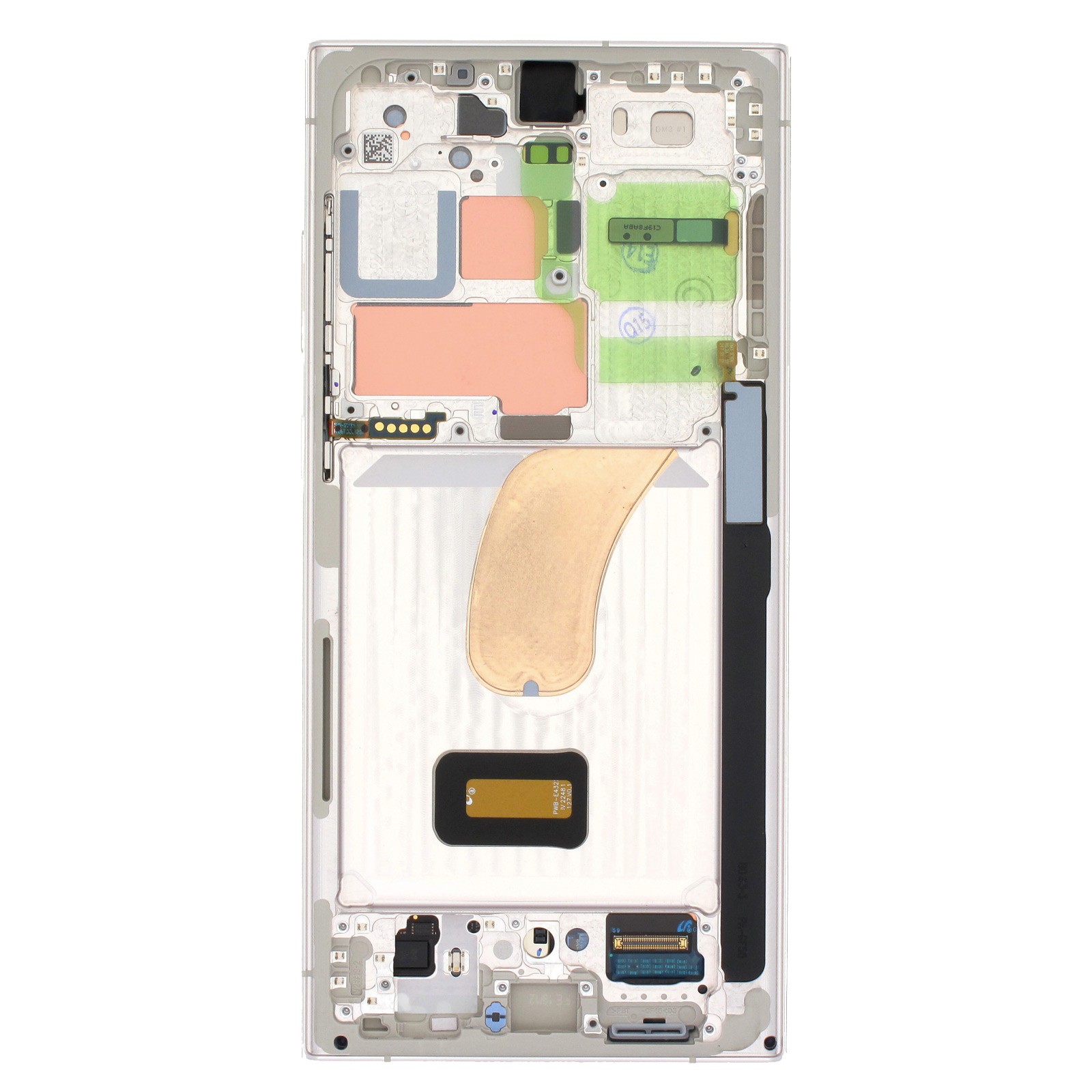 Réparer un écran Samsung S23 Ultra brisé grâce au bloc tactile LCD beige avec châssis