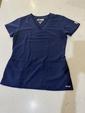 Greys Anatomy by Barco Women  s V-Neck Scrub Top Size M Navy Blue Active