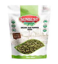 Sunbest Natural Organic Raw Pumpkin Seeds 48 oz 3 lb Bulk Bag   48 ounces