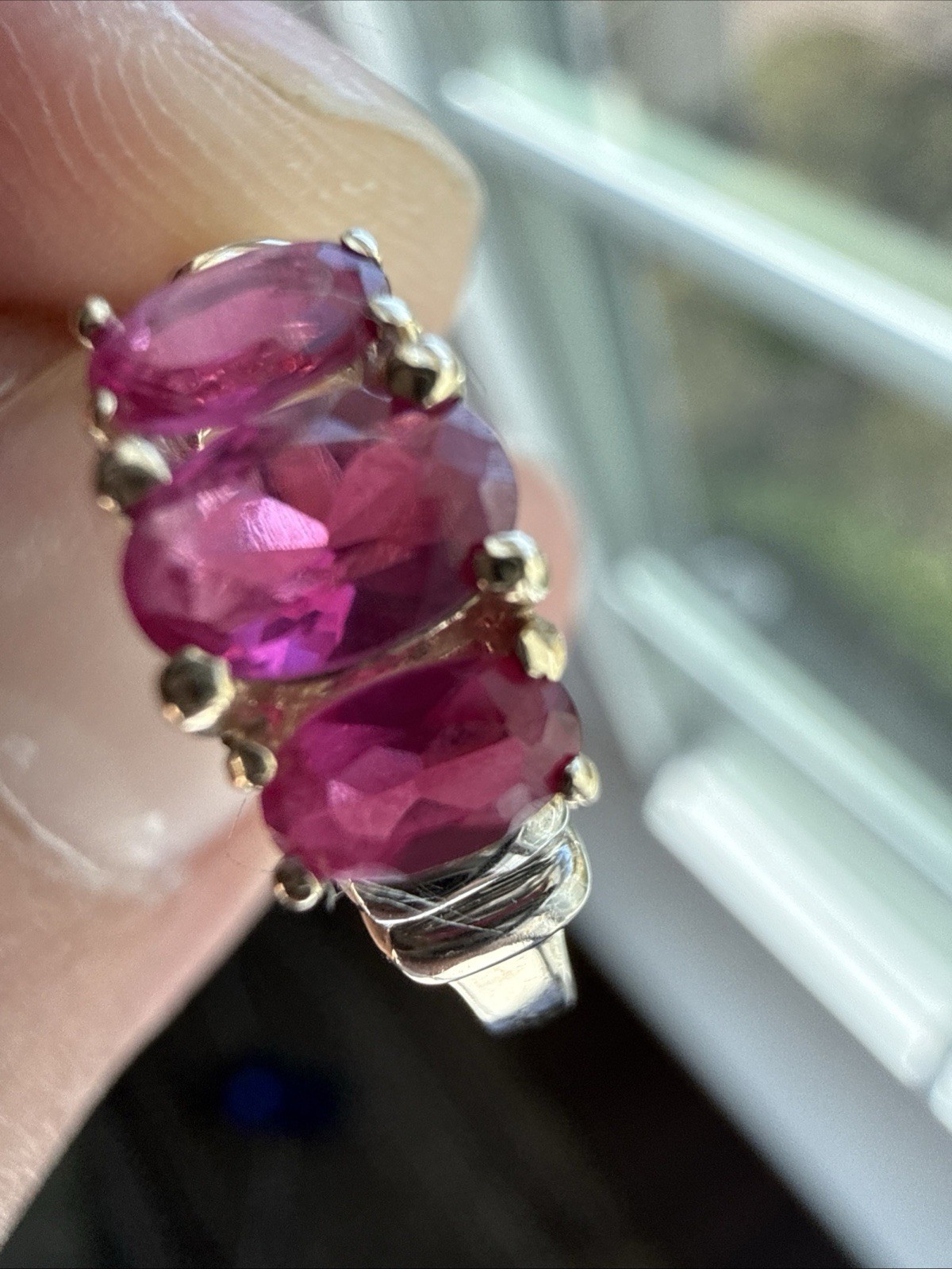 Red-Pinkish Ruby Ring In 10k Solid Gold. - image 3