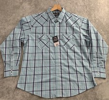Wrangler Western Shirt Mens XL Plaid Pearl Snap Long Sleeve Silver Edition Rodeo