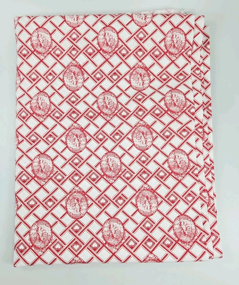 General Fabrics Hearts Checked Cherub Cotton Fabric 3 Yards Victorian  - Image 2 of 4