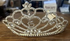 Quinceanera 15th Fifteen Rhinestone Tiara Crown Hair Comb Birthday Party Silver