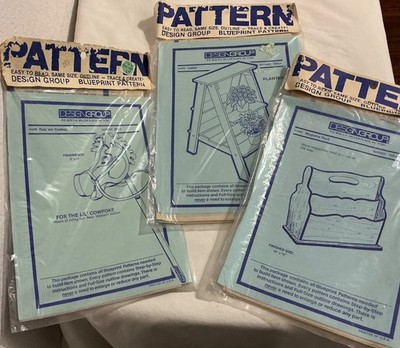 Lot of 3 Design Blueprint Patterns Wood Working, Magazine Rack, Planter, Horse