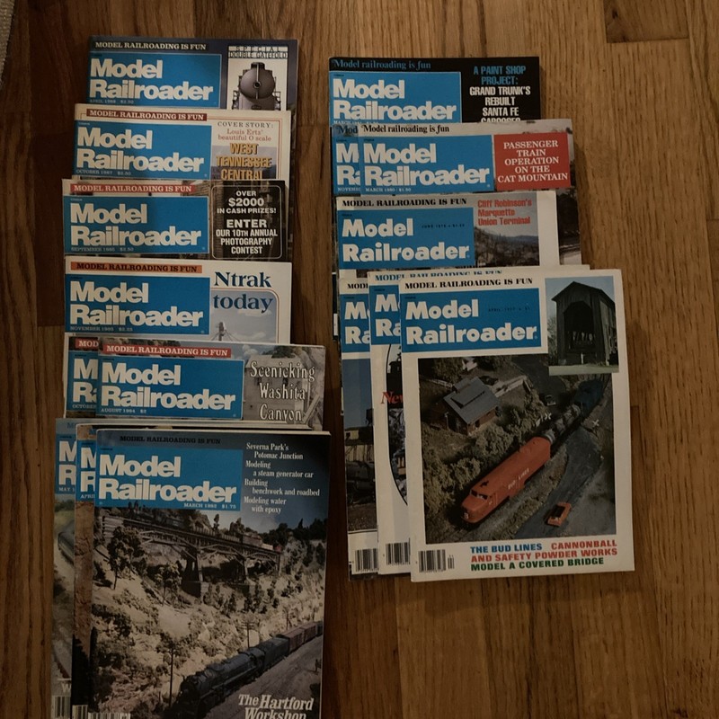 16 Model Railroader Magazines Lot April 1977-April 1988 Railroading Train Hobby