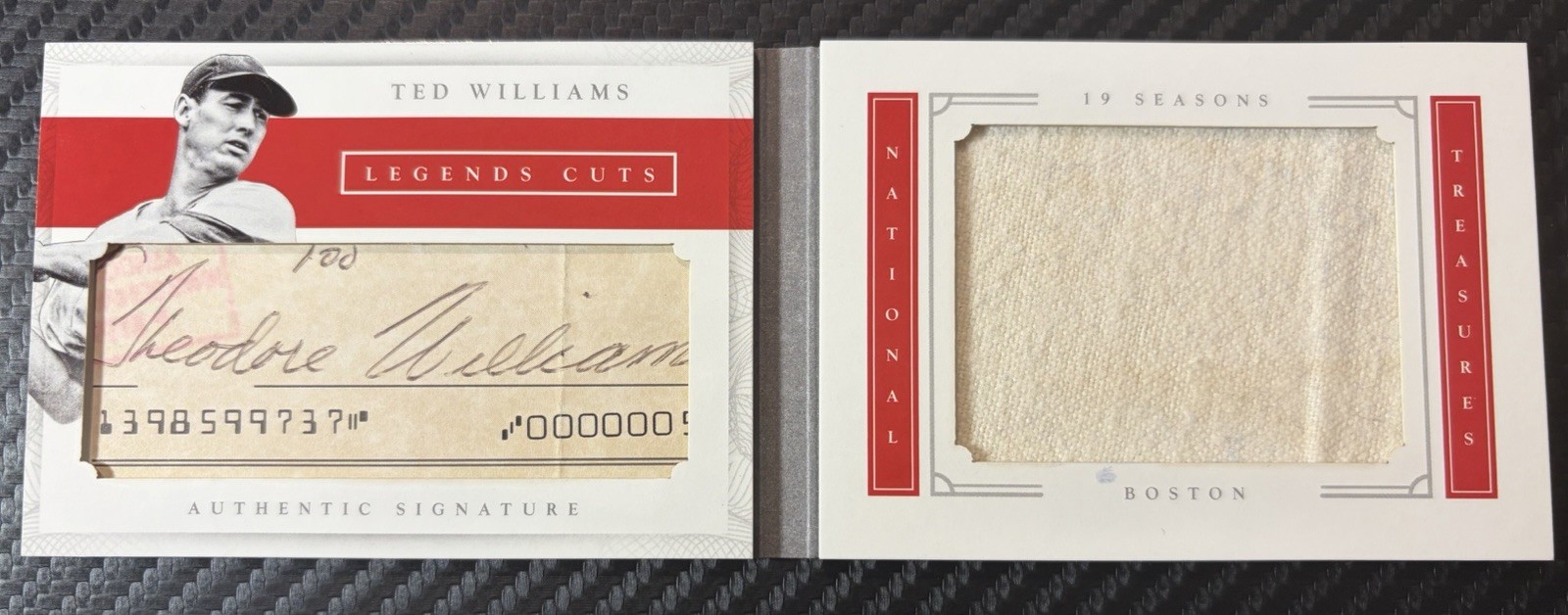 2016 National Treasures Booklet Ted Williams Cut Auto Jersey Patch Game Used /10