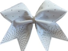 Rhinestone White Satin Rhinestone Cheer bow