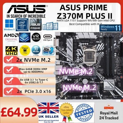 ASUS PRIME Z370M Plus II LGA1151 mATX Mainboard für 9th 8th gen i9 i7 i5 i3