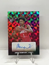 2023-24 Hoops Amen Thompson Rookie Ink Checkered Prizm /25 rockets RC Auto