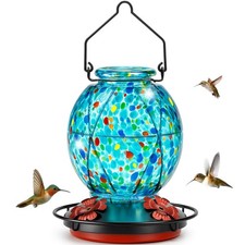 Hummingbird Feeder, Glass Hummingbird Feeder for Outdoors, Vibrant Colors Att...