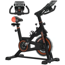 Exercise Cycling Bike w/ Adjustable Height/Resistance, Pedal Cages, & LCD