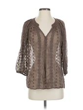 Olive and Oak Women Gray 3/4 Sleeve Blouse S