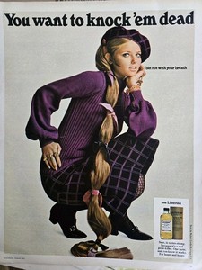 1968 Listerine Mouthwash Cheryl Tiegs Rapunzel Hair Knock Em Dead Vintage ad 