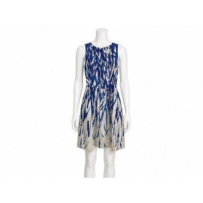 Milly Dress Womens 2 Blue White Abstract Brushstroke V-Neck Back Cutout Mini