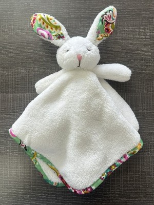 Vera Bradley Baby Bunny Paisley Security Blanket Lovey Rabbit White Green 2012