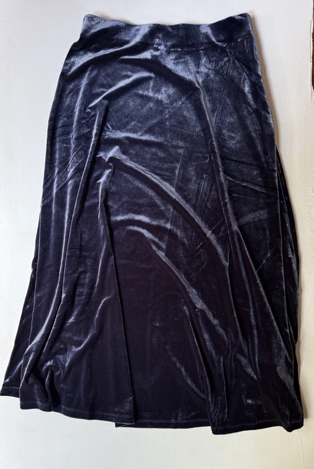 NUEVO CON ETIQUETAS TALBOTS Maxi Falda Sin Mangas Terciopelo Talla 4 Pequeña Azul Oscuro FIESTA DE VACACIONES Foto 3 de 4